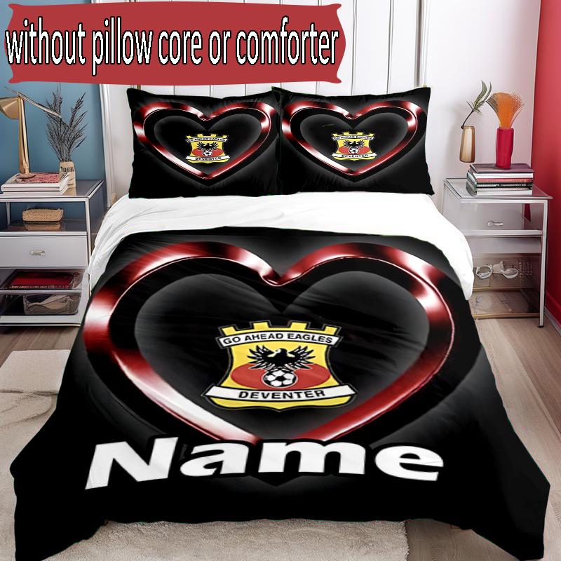 3pcs Duvet Cover Set (1*Duvet Cover + 2*Pillowcase, Without Core), Custom Name Go Ahead Eagles Pattern Bedding Set, Home Bedroom Decor Gift