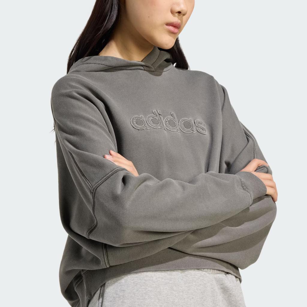 Adidas Originals Washed FW25 Cropped Logo Hoodie Women hoodies JW7296