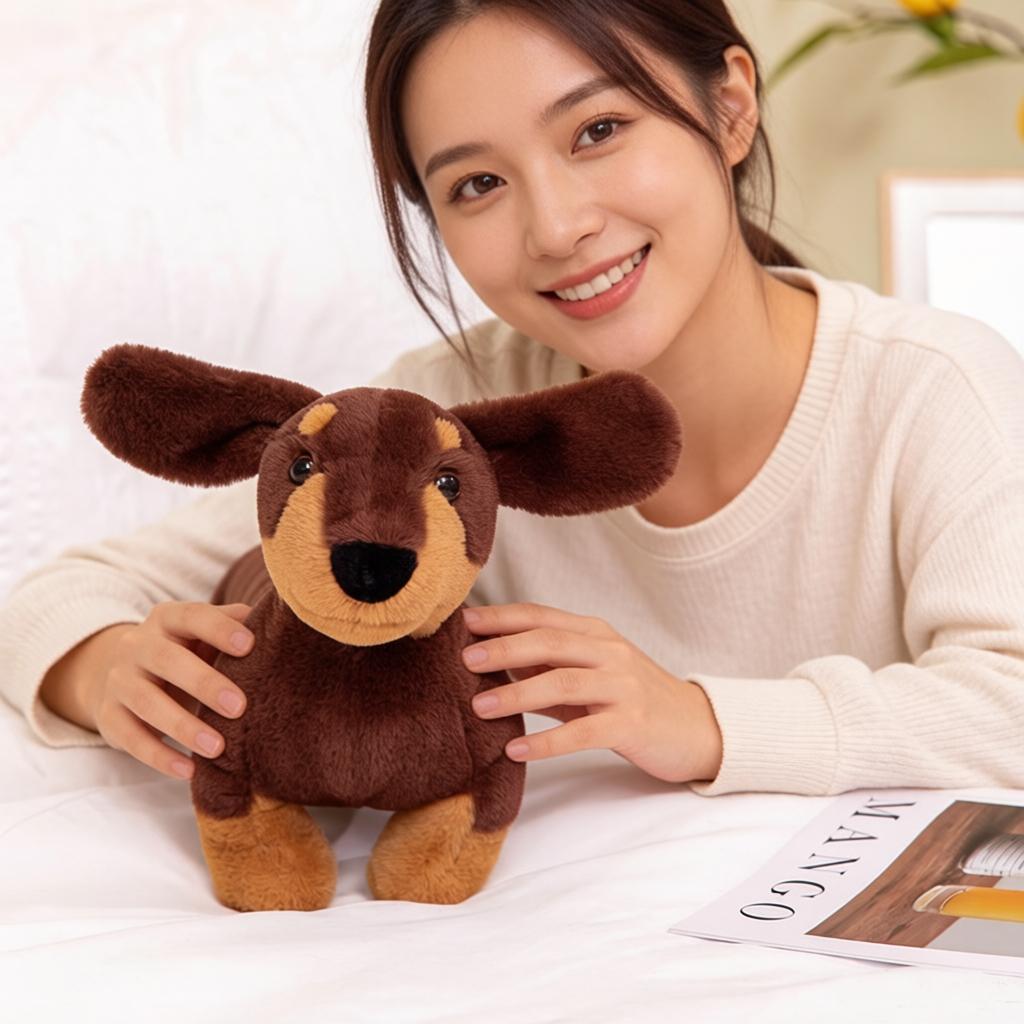 60cm Brown Dachshund Dog Push Pillow Stuffed Short Legs Kawaii Puppy Cartoon Animal Sleeping Companion Friend Men Gift