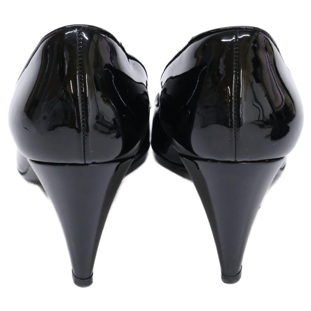 Chanel [Ausgezeichneter Zustand] G27742 CC Logos Schleife Lackleder Absatzschuhe 37 1/2 schwarz Gebraucht