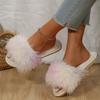 Fashion Winter Fashion Fluffy Bedroom Slippers Women Soft Plush Warm Comfy House Slippers Woman Indoor Non Slip Open Toe Faux Fur Slides