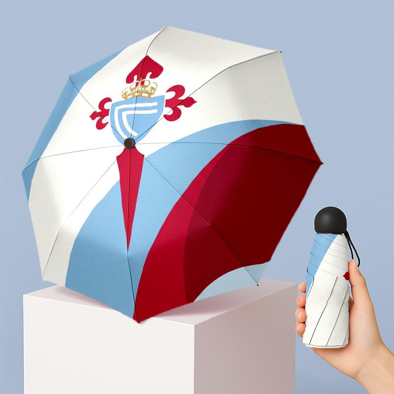 Celta Vigo FC Mini 5 Fold Pocket Umbrella Compact Lightweight Anti UV Rain Sun Protection Umbrella Portable Travel Umbrella