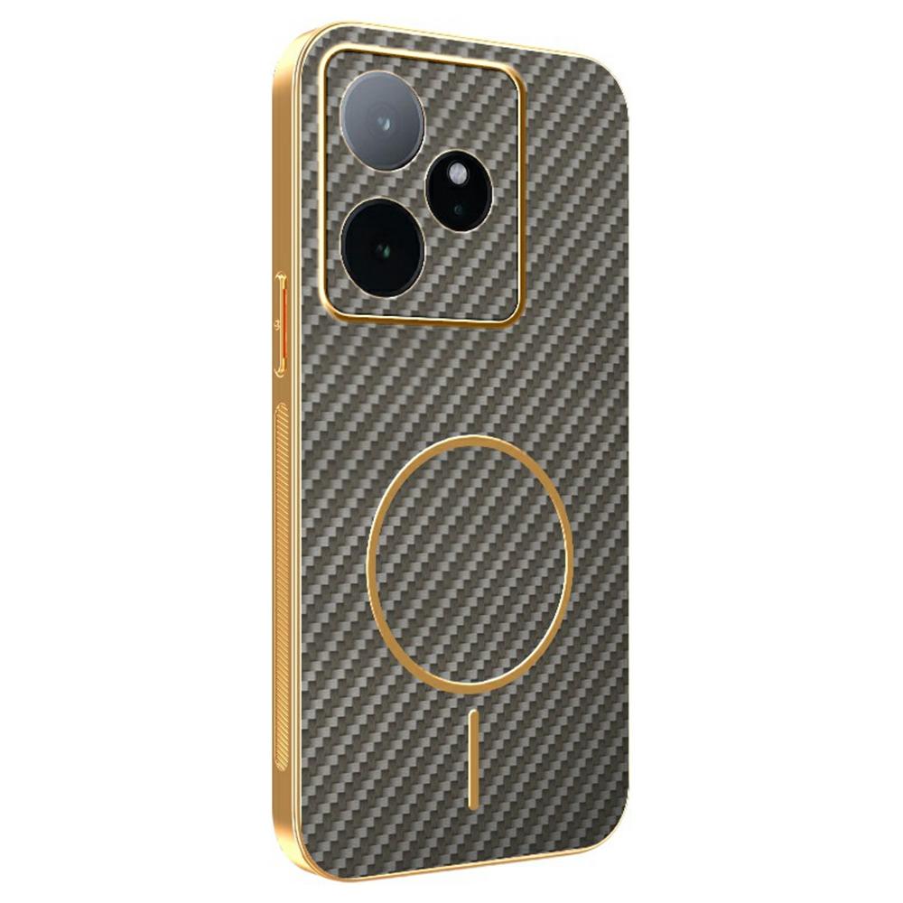 For Realme GT 7 5G Phone Case Carbon Fiber Textured Electroplated TPU Back Cover