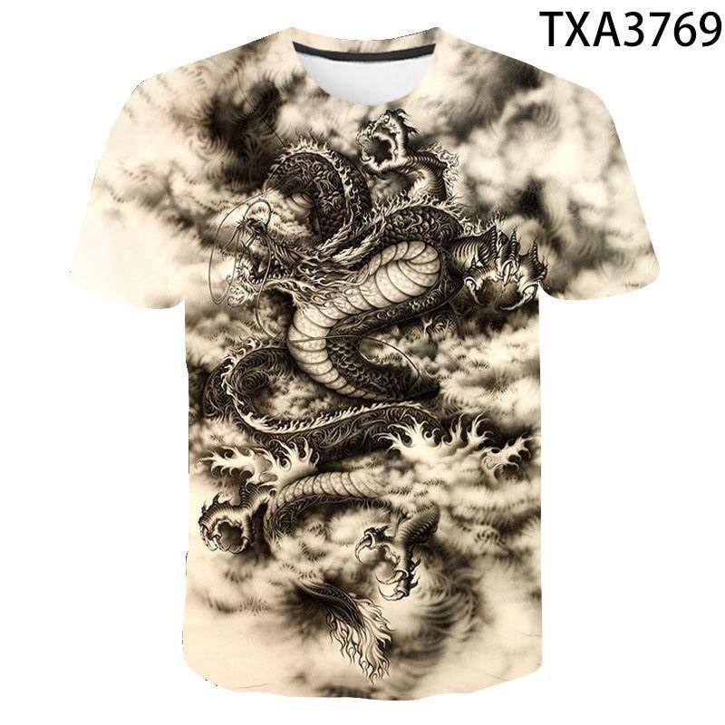 Summer Handsome T-Shirt For Men Chinese Dragon 3d Print Harajuku Clothing Casual Short Sleeve Tops Oversized Men's T Shirt