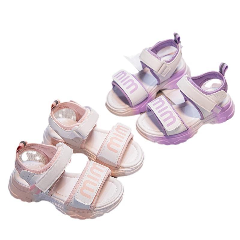 Girls' Sandals Summer New Fashion Korean Style Sporty Soft Sole Open-Toe Sandals for Older Children and Students Children's Beach Shoes