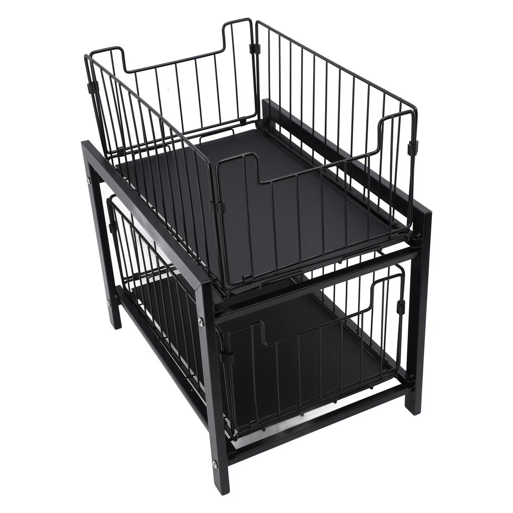 Under Sink Organizer Iron 2 Tier Pull Out Spice Rack Countertop Storage Shelf for Kitchen Bathroom