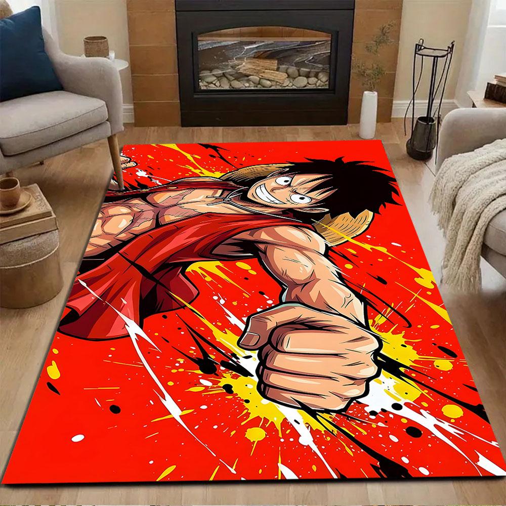 Bold Anime Adventure Scene Patterned Carpet, Non Slip Mat Suitable for Living Room and Bedroom Sofas