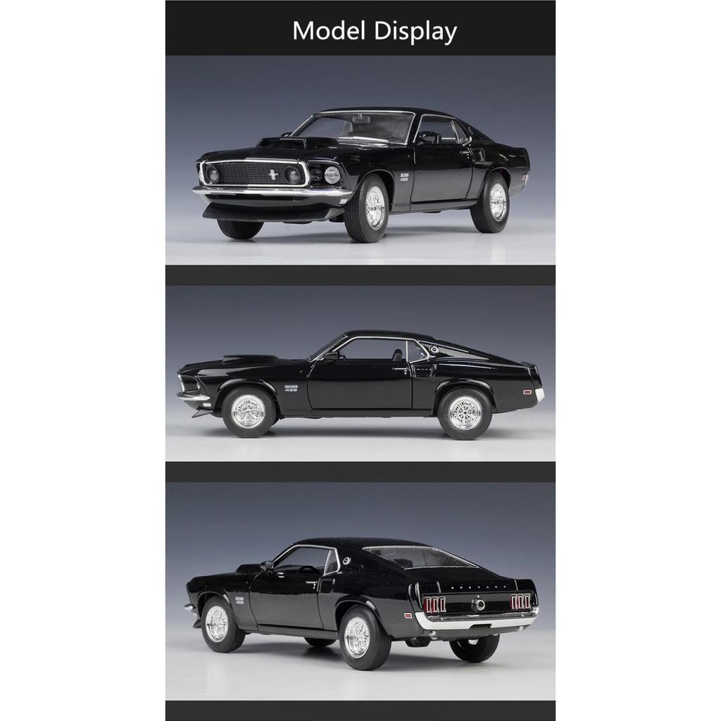 WELLY 1/24 1969 Ford Mustang Boss 429 Sports Car Alloy Scale Car Model Diecast Metal Static Collection Children Toy Car Vehicle