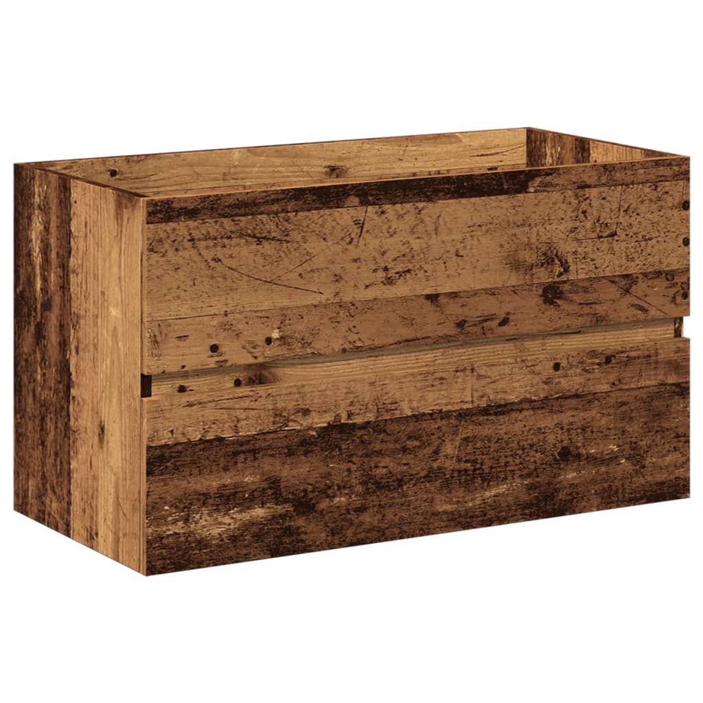 Bathroom Vanity with Built In Basin Rustic Wood Look
