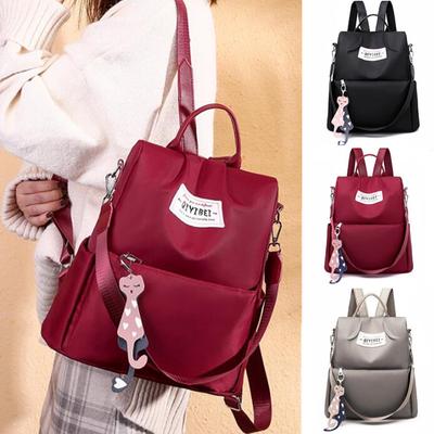 Oxford Backpack for Women High Capacity Anti-theft Zipper Travel Large Daypack Pendant