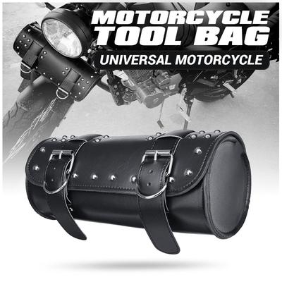 Bolsa de herramientas Universal para motocicleta, herramienta de crucero, horquilla delantera, manillar, alforja, rollo de barril, almacenamiento de barril trasero de carreras, color negro