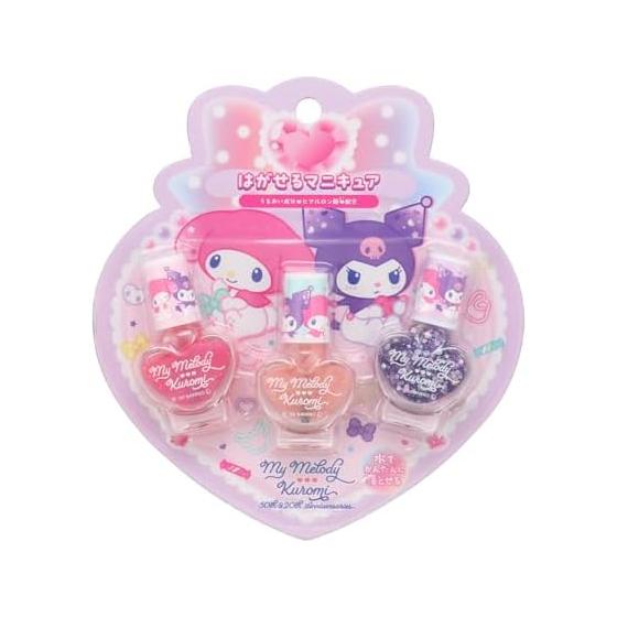 shobido Shobido Sanrio Peelable Nail Polish 3 Piece Set (My Melody & Kuromi) Sanrio Characters Kids Cosmetics SA43881