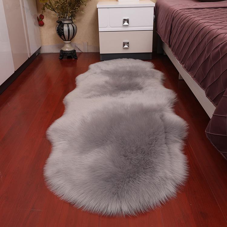European Imitation Wool Plush Carpet - Gray and White