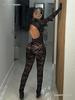 European & American Style 2026 Autumn Street Hot Girl Lace See-through Tight-fitting Pants Set