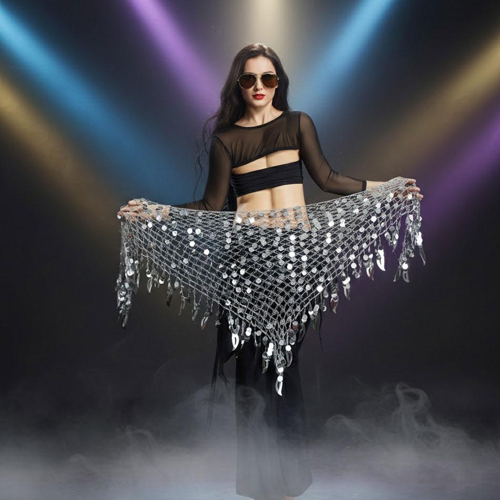 Belly Dance Outfit Cymbal Shawl Mermaid Hip Scarf Waist Chain Performance Costume