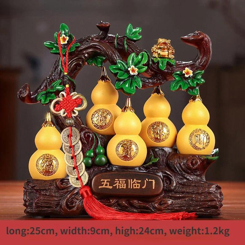 Feng Shui Fortune Gourd Ornaments Living Room Entrance Decor Opening Miniatures Gift