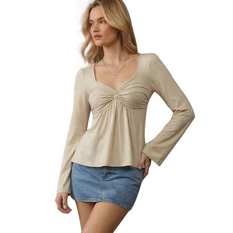 

Spring/summer French-inspired Design, with A Distinctive Twist, A Long-sleeved Pullover for Women T Shirt Leisure Top S