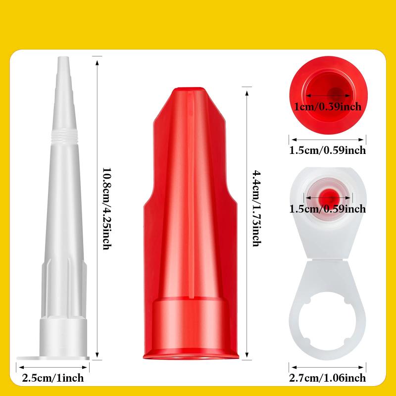 1 Satz Kartuschenpistolen-Düsenkappe Rot Dichtmassen-Sparverschluss Glaskleber-Spitze Dichtkappe Klebermund-Schutzabdeckung