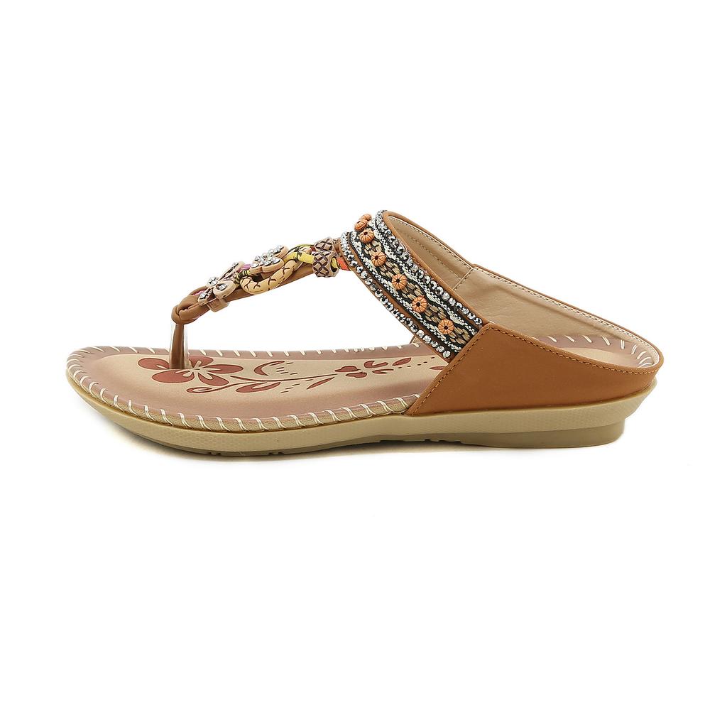 Böhmische Sandalen Damen Ethnische Große Größe Set Toe Flache Sandalen Frauen