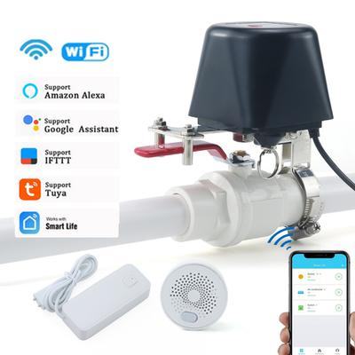 1/2" 3/4" 1" Tuya WIFI Smart Gas Valve Garden Water Shut Off Timer Irrigation Controller with Water/Gas Sensor Alexa Google