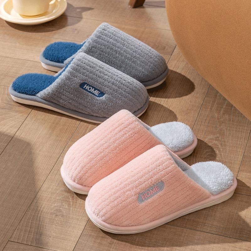 Cotton slippers women's winter new indoor home home non-slip warm couple fluffy slippers men's winter