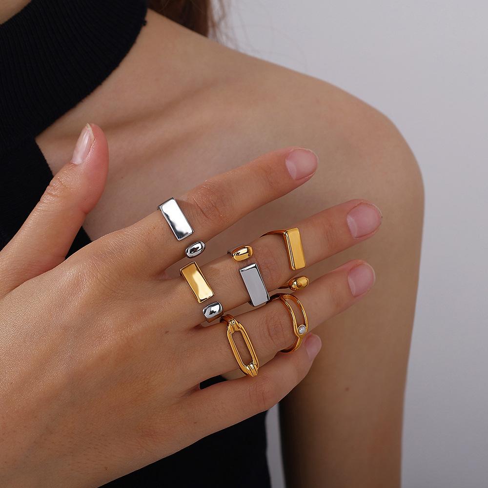 Minimalist hipster stainless steel double-layer ring niche design ring ring set