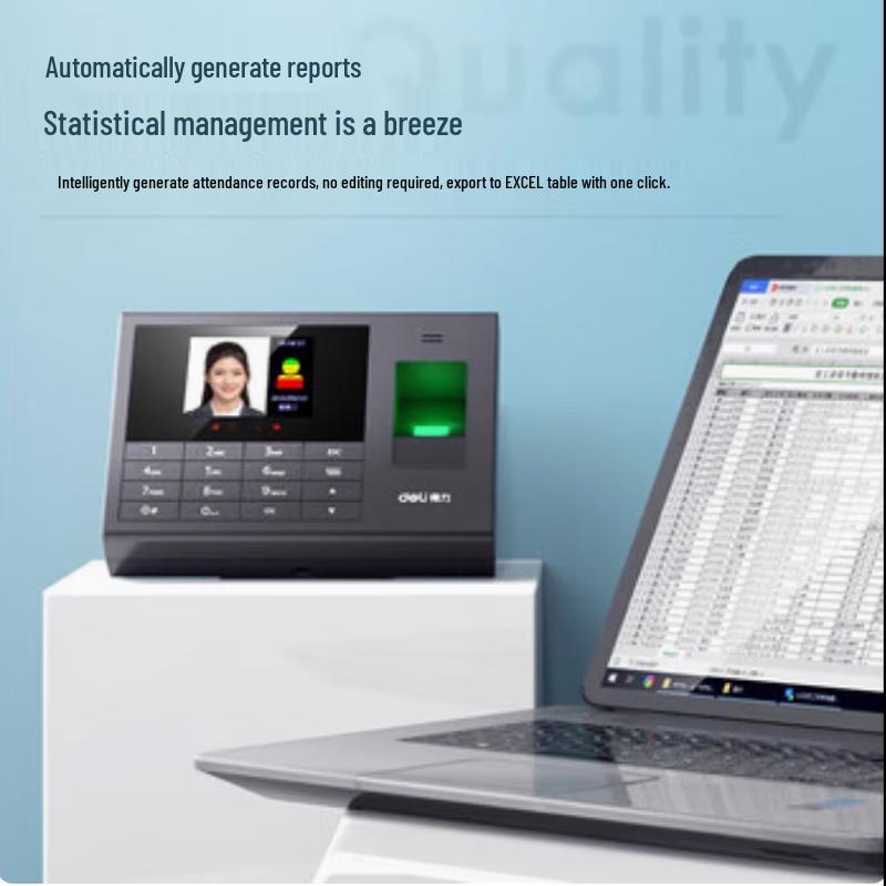 Smart Facial & Fingerprint Recognition Time Attendance Machine CN plug (adapter included)