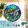 1Set/83pcs 18.8Cm Acrylic Jigsaw Colorful Sea Turtle Suncatcher, Stained Style Sunset Puzzle Suncatcher Window Hanging Ornament for Beach And Balcony,