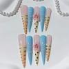 Handmade Super Long Pointed French Fake Nails – Hot Selling Detachable Nail Art