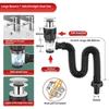 Complete set of anti-odor sealed drain pipe fittings for washbasins bathroom sink pop-up drain pipes, and basin drainers
