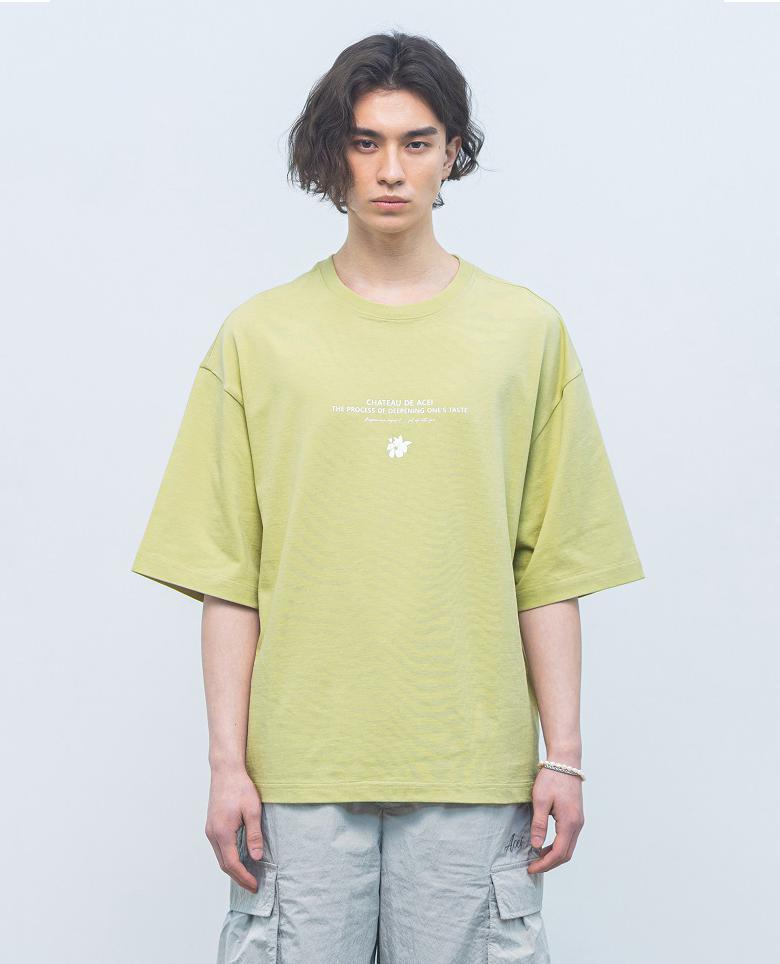 Asei Slogan Oversized T-Shirt Light Green L