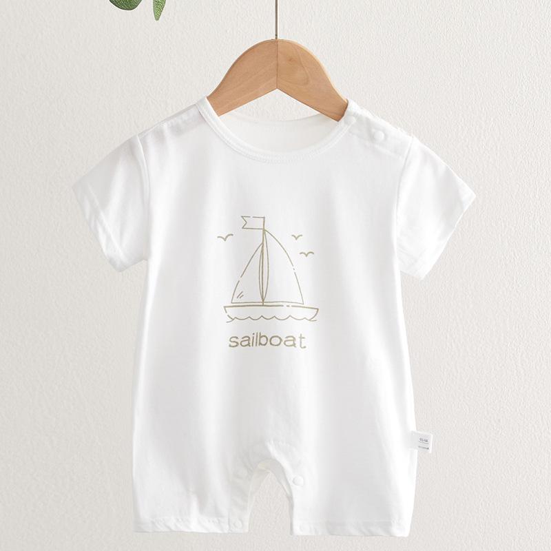 Pure Cotton Short Sleeve Baby Onesie - Newborn Summer Pajama Bodysuit