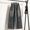 DIMANAF 2026 Spring Summer Women Plus Size Jeans New Fashion Lady Denim Oversized Loose Long Pants