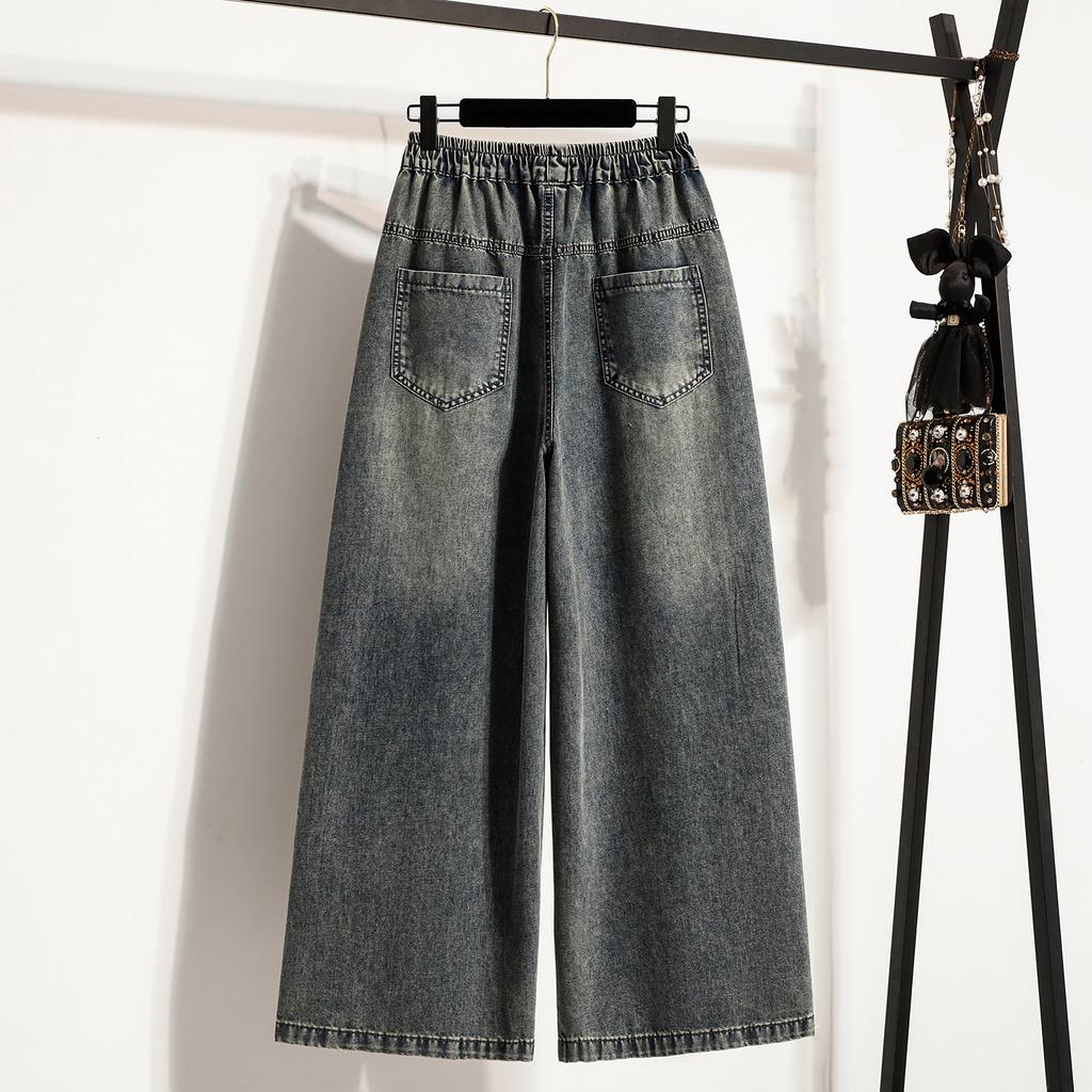 DIMANAF 2026 Spring Summer Women Plus Size Jeans New Fashion Lady Denim Oversized Loose Long Pants