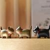 Mini Natural Wood Cat Dog Miniatures Hand-Carved Wooden Puppy Kitty Figures Room Decor Home Decoration Accessories Drop Shipping