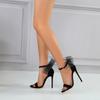High heels black women's stiletto sweet bow style fashionable large size one-word with high heels sandals