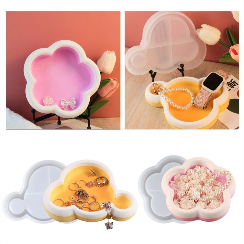 Durable Silicone Mold Resin Trays Making Moulds DIY Cloud/Plum Blossom Shape Dish Molds Storage Plate Casting Mould
