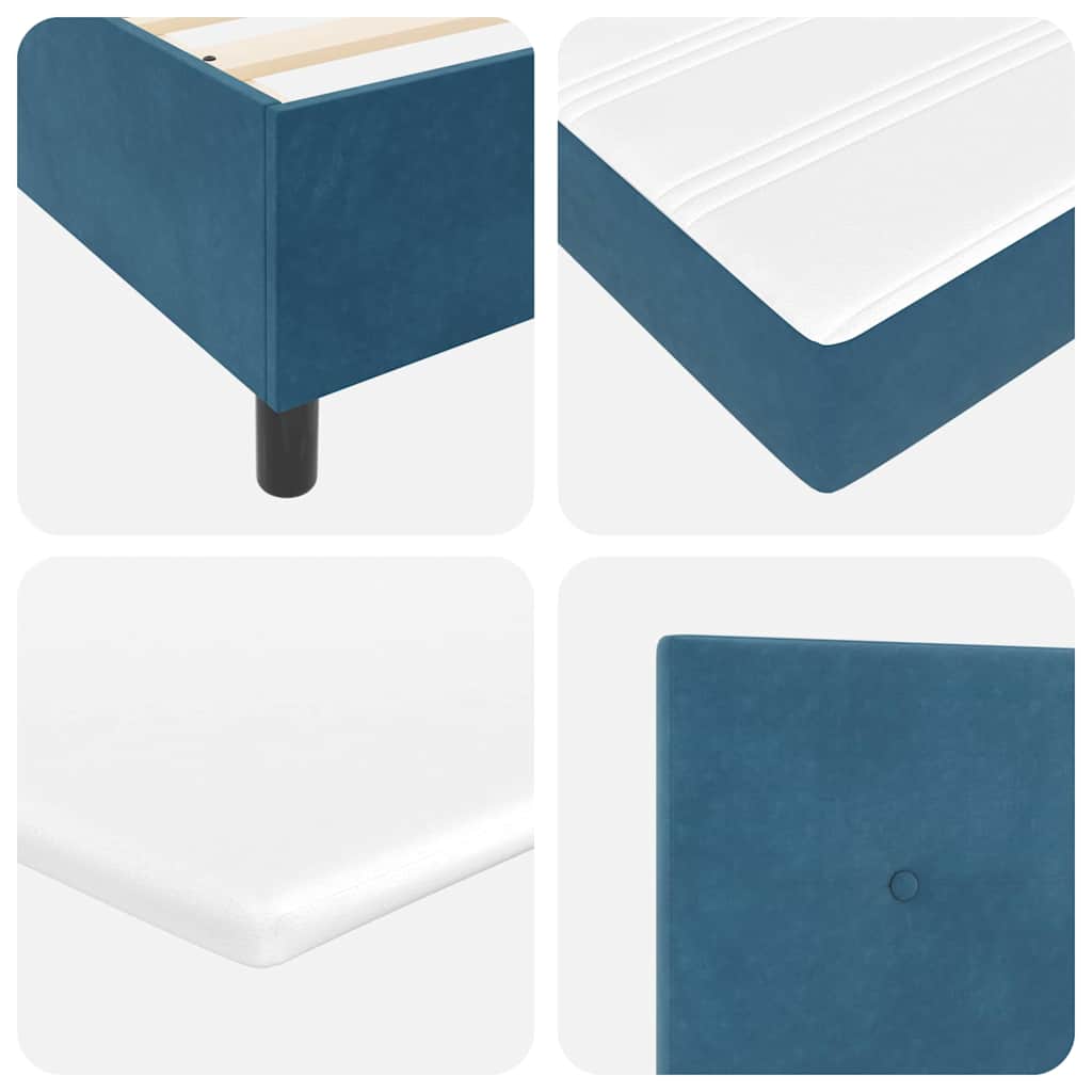 Box Spring Bed with Headboard Dark Blue 190 x 90 cm Velvet