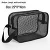 Men's Black Leak-Proof Mesh Toiletry Bag for Bathing, Fitness, and Travel