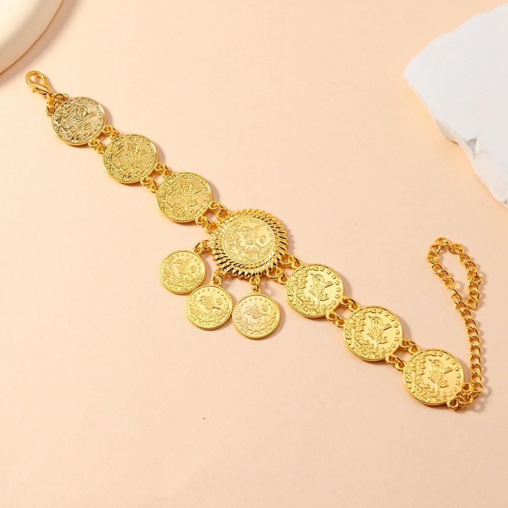 Luxury Gold Alloy Coin Anklet Women Fashion Accessory With Tassel Design Dangle