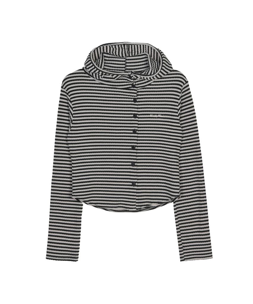 Nigaennikol Stripe Hood Top_Beige
