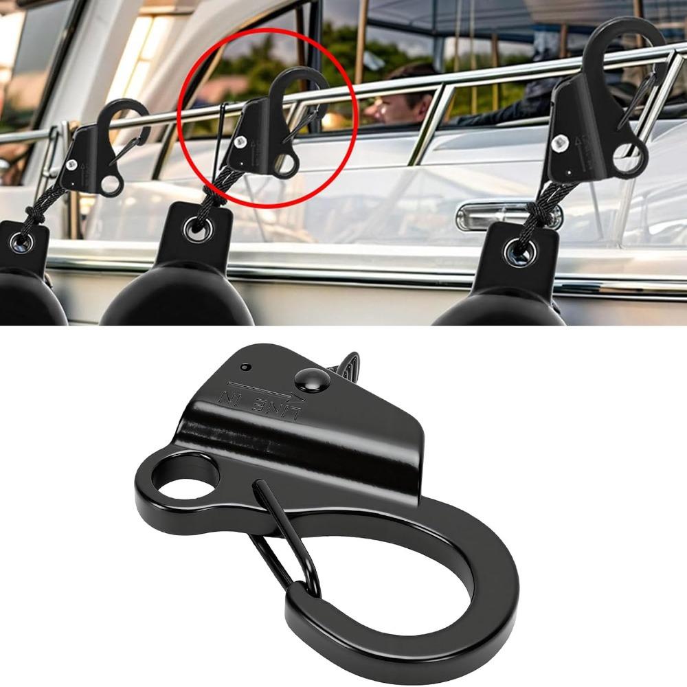 Fits 1/4"-3/8" Rope Boat Anchor Sliding Hook Black Quick Release Anchor Clip  Boat Anchoring