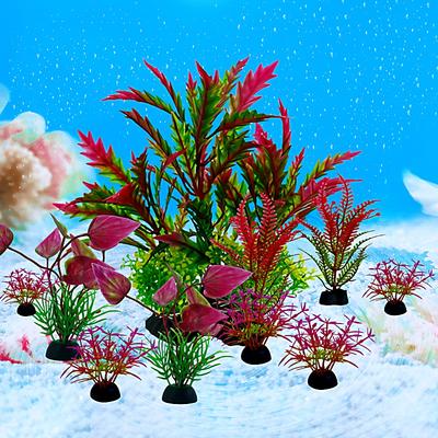 10PC Fish Tank DIY Artificial Aquarium Decor Mixed Color Plants Ornament Aquatic Plant
