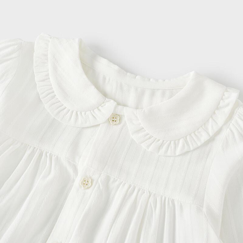 TONGTAI Girls' Pure Cotton Long Sleeve Peter Pan Collar Shirt