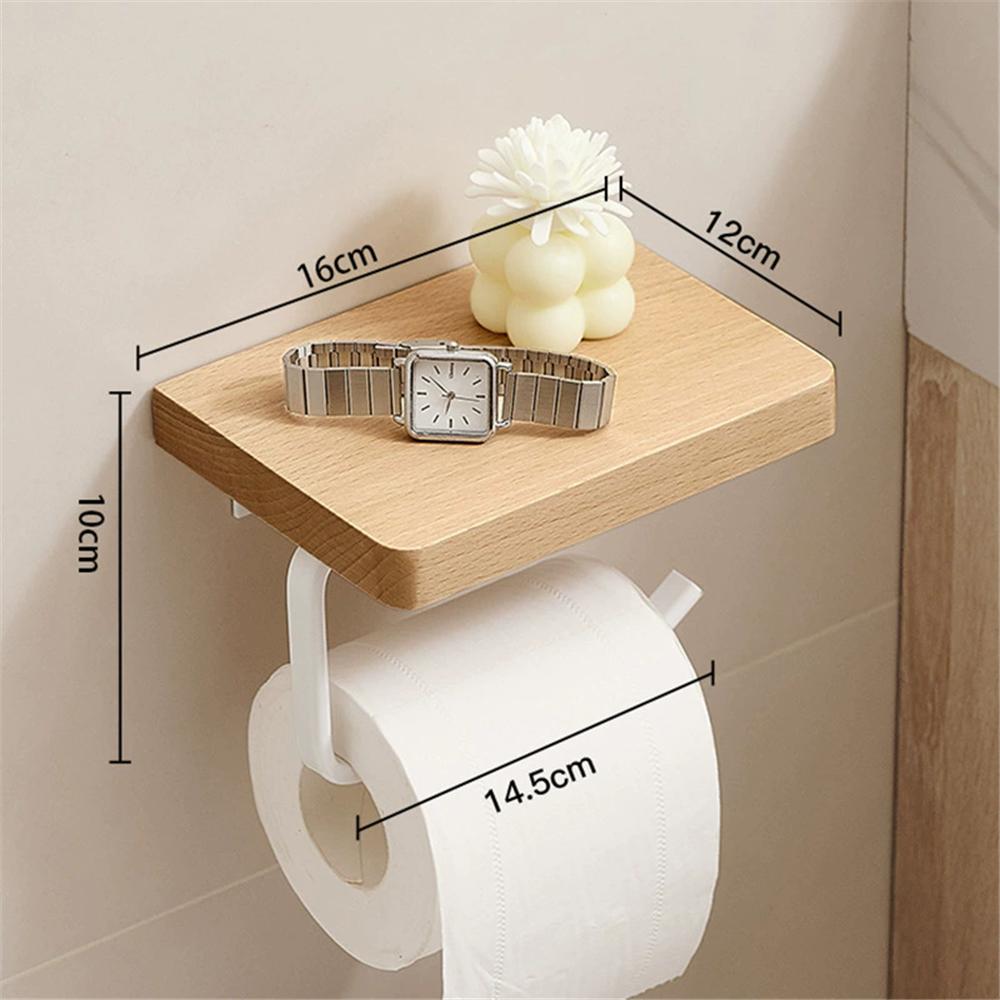 Walnut Aluminum Bathroom Paper Holder with Shelf Bathroom Paperroll Holder Wall Mount Tissue Rack Toilet Paper Holder Tissue Box