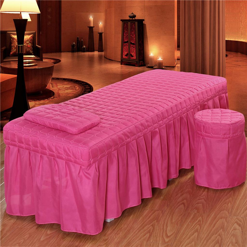 Schönes Gesichts-Massageliegen-Rock-Set Samt-Tagesdecke mit Hockerbezug für Spa-Salon Krankenhaus