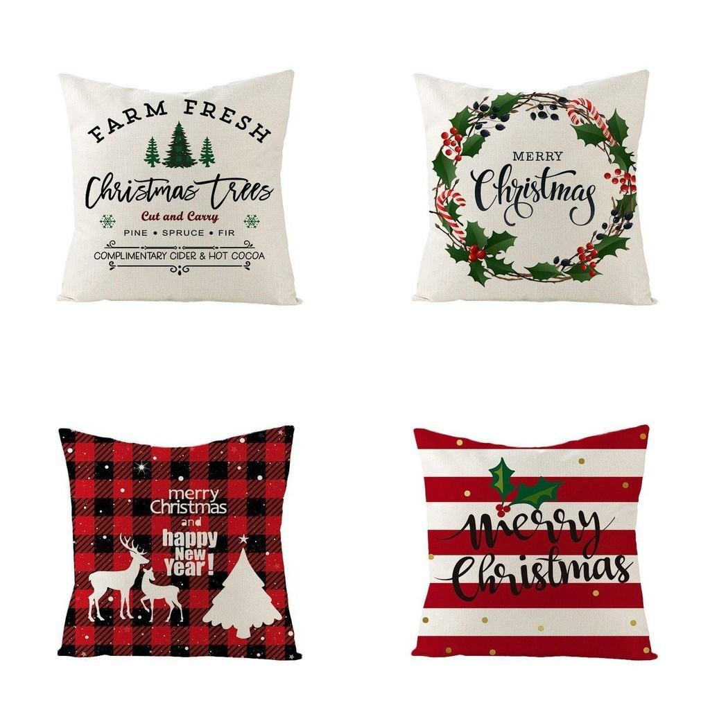 Luxurious 18" Christmas Cushion Cover For Home And Sofa Decor In Soft Cotton Linen