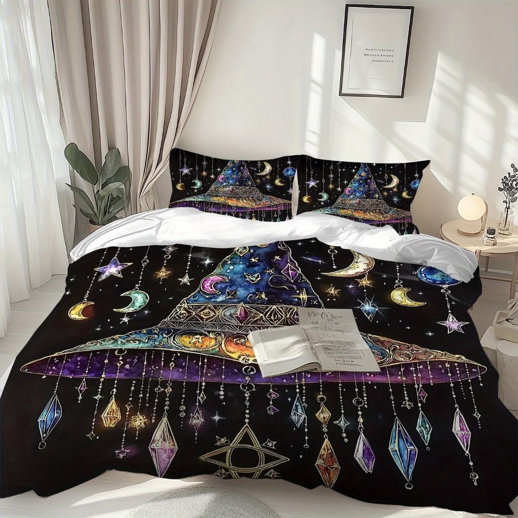 Fantastic Sparkling Jewelry Hat Print Bedding Set Soft Duvet Cover King Queen Twin Single Size Birthday Gift Bedroom Decoration