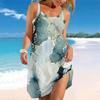Robe de Plage pour Femme Mini Robe Imprimé Décontractée Moderne Robe Sans Manches Coupe Ample Extérieur Quotidien Été