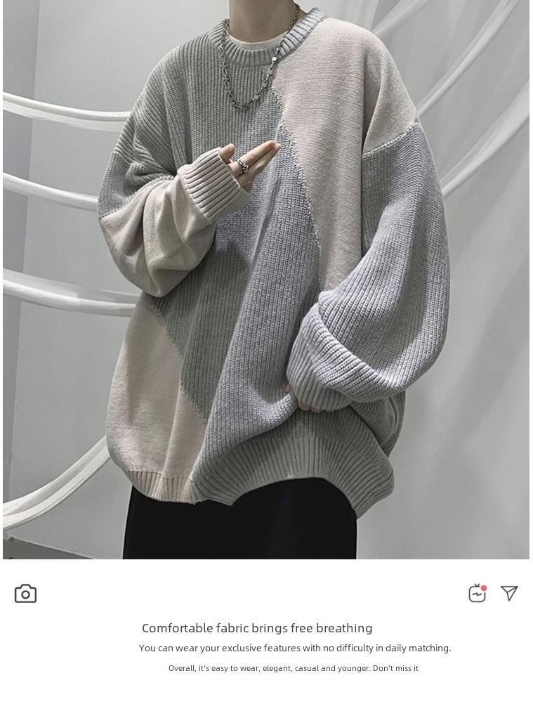 Herren Winter Rundhals Pullover - Trendige amerikanische Marke, einzigartiges Design mit Kontrastfarben